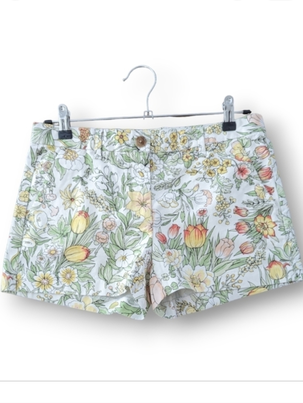 Gap Khakis Floral Summer Shorts 2 White Multicolor flowers‎